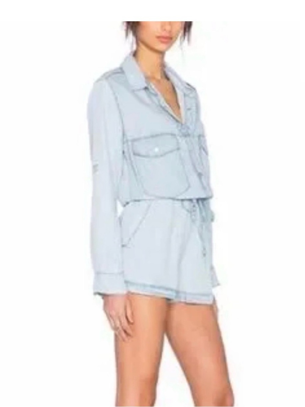 Sanctuary Light Blue Chambray Shirt Romper
